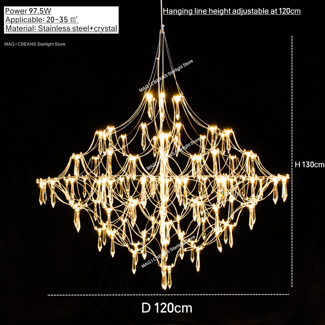 Luxury Starry Crystal Chandelier for Modern Hotel Lobbies and Elegant Dining Spaces