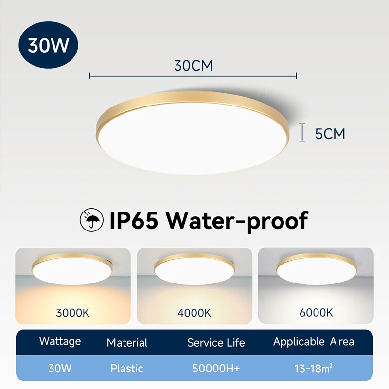 Modern Waterproof LED Ceiling Light for Bathrooms and Kitchens