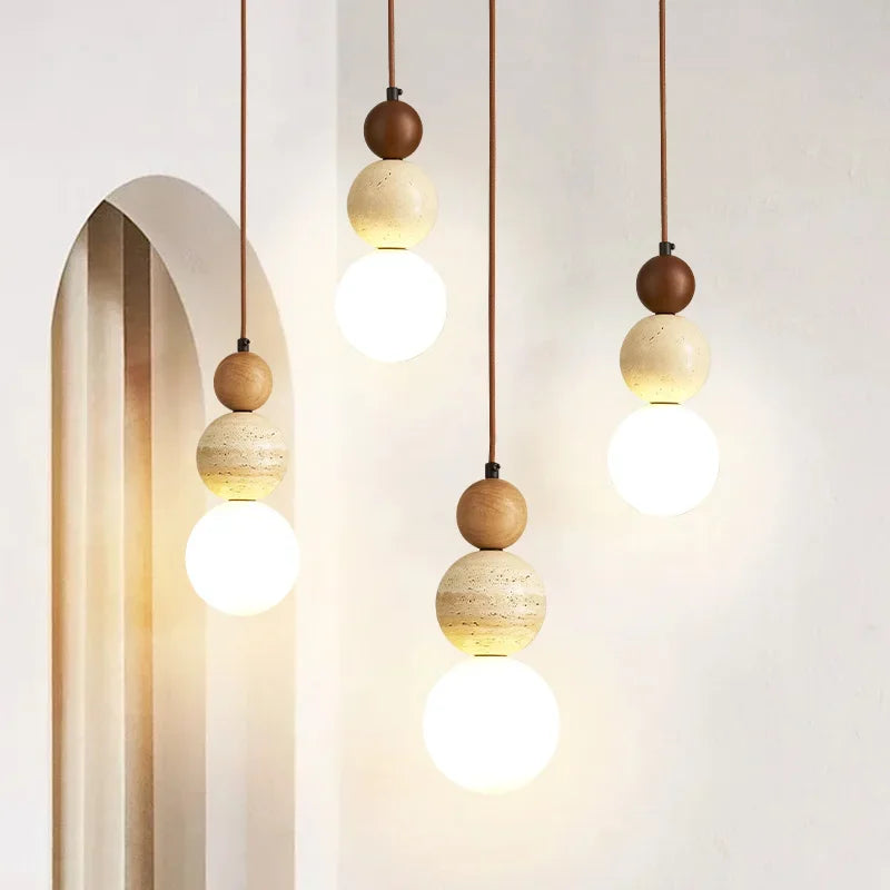 Modern Bauhaus Wood Pendant Light for Restaurants and Designer Bedrooms