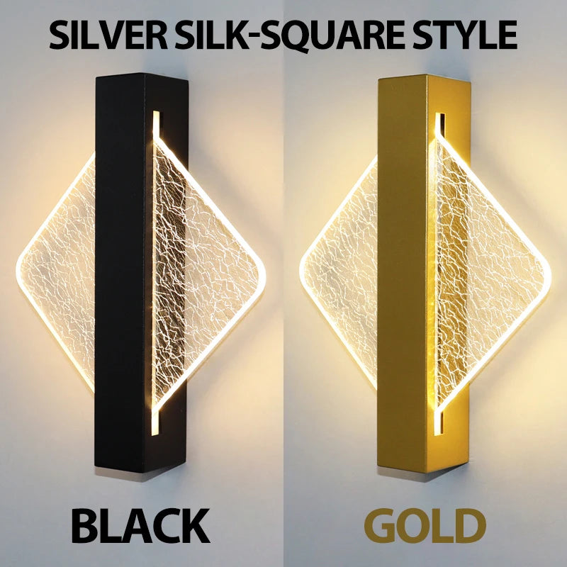 Modern Gold Foil LED Wall Sconce for Bedroom and Living Room