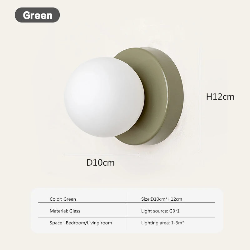 Nordic Glass Globe Wall Sconce for Modern Bedroom and Hallway Lighting