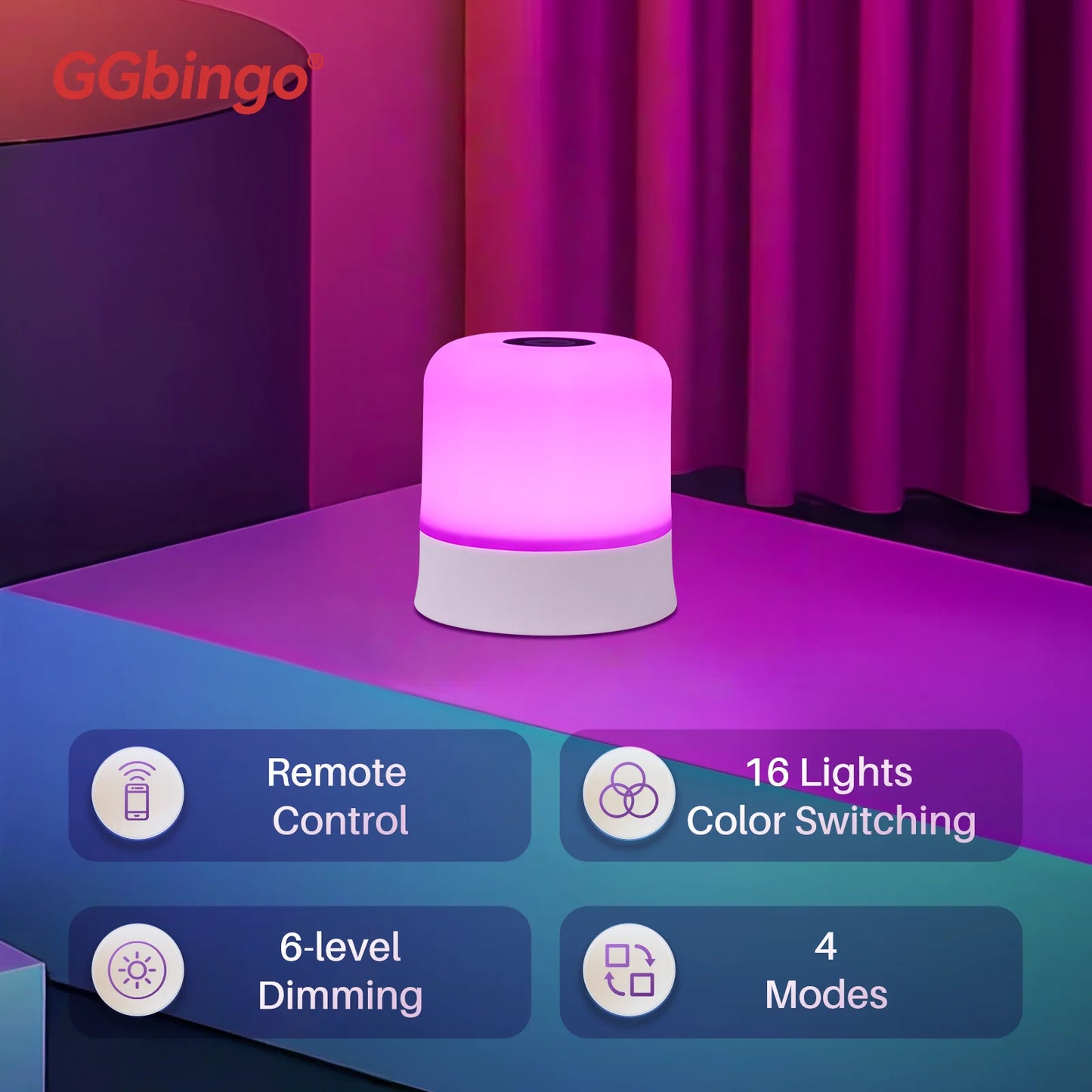 Dimmable RGB Touch Table Lamp with Remote for Bedrooms and Hotels
