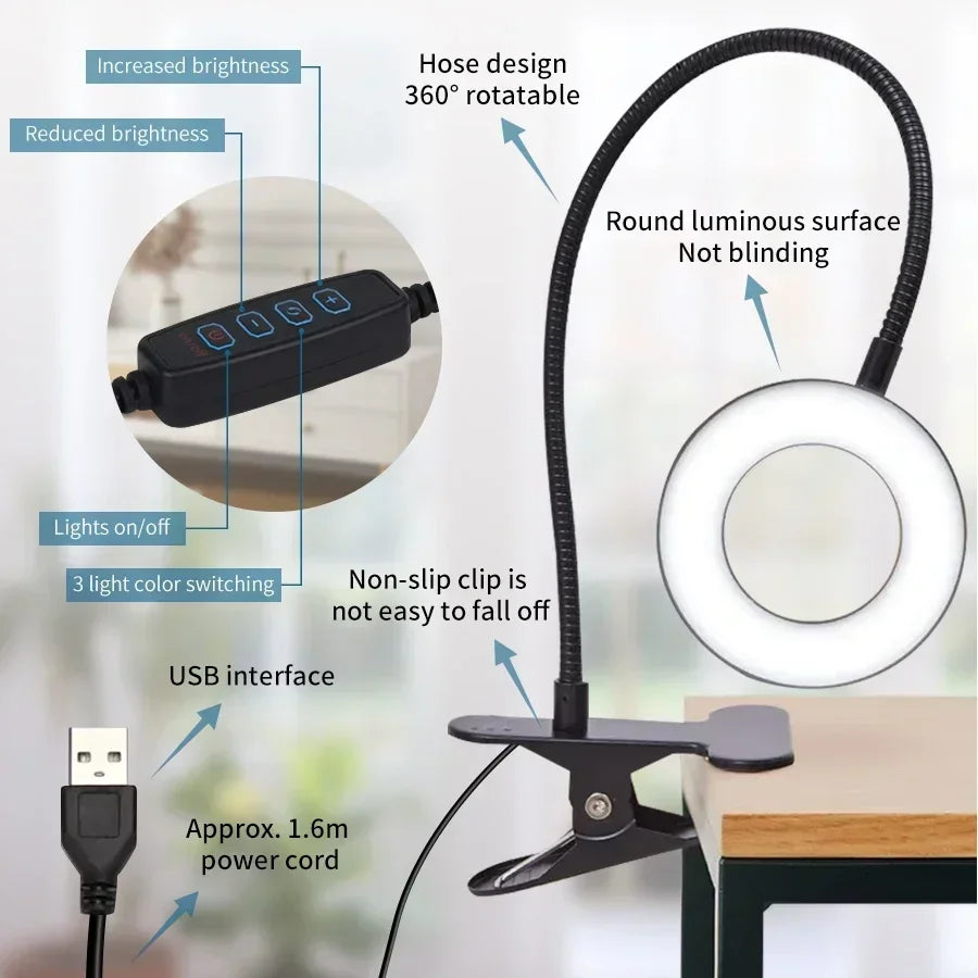 Flexible LED Clip Desk Lamp for Modern Offices and Reading Nooks