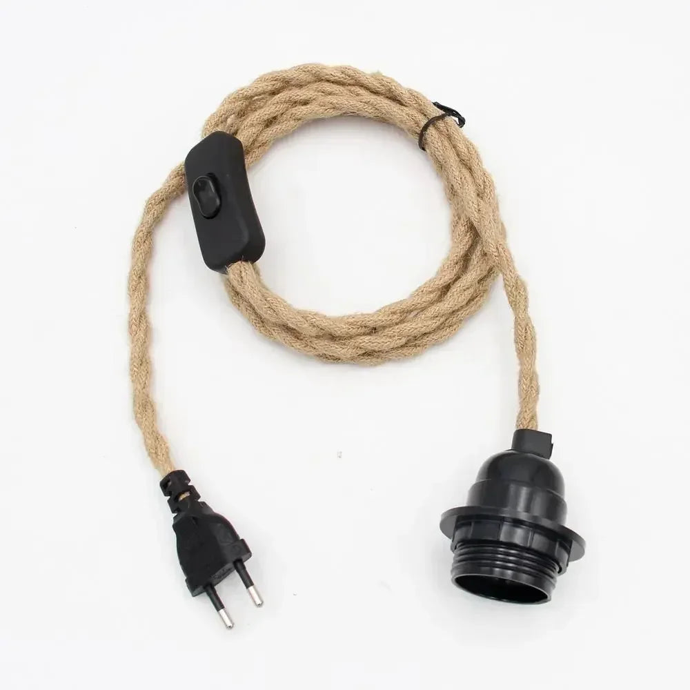 Industrial Rope Pendant Light for Rustic Bedroom and Hallway Decor