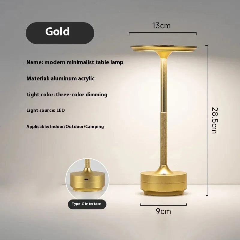 Portable Retro Rechargeable LED Table Lamp for Cafes and Bedside Tables