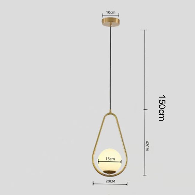 Nordic Glass Globe Pendant Light in Brass for Modern Dining Rooms