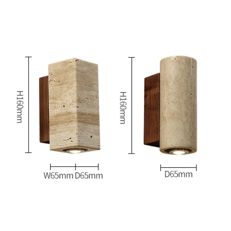 Wabi Sabi Travertine Wall Sconce for Minimalist Living Rooms and Bedrooms