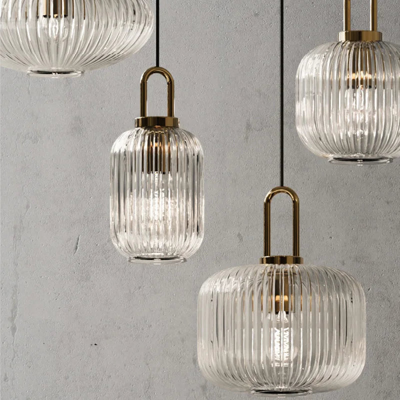 Modern Striped Glass Pendant Light for Kitchen Island and Dining Rooms