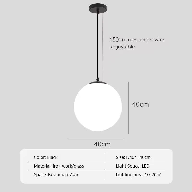Nordic Glass Globe Pendant Light in Brass for Modern Dining Rooms