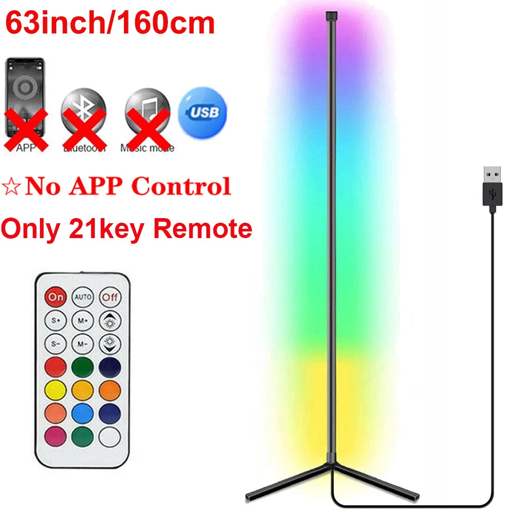 Smart RGB Corner Floor Lamp for Modern Living Room and Gaming Setup