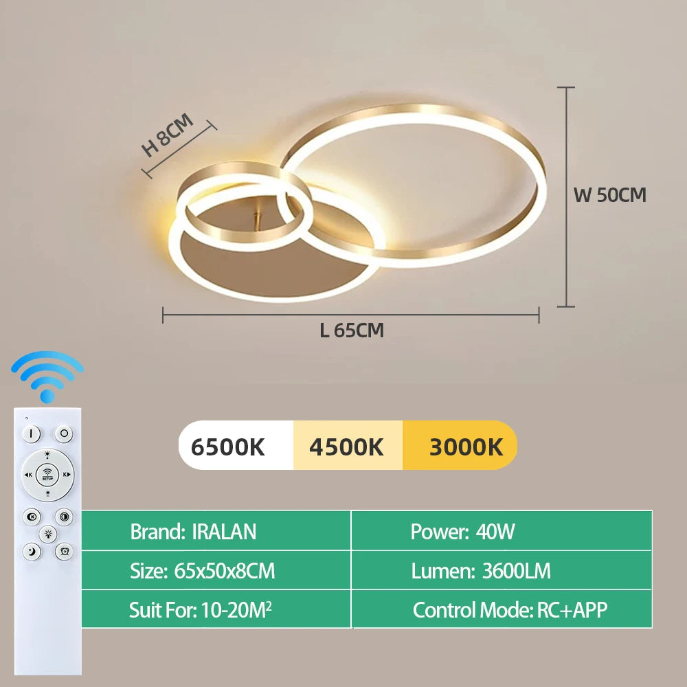Modern Dimmable LED Ceiling Chandelier for Living Rooms and Bedrooms