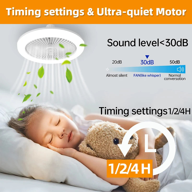 Modern Silent Ceiling Fan with Remote Control for Living Rooms