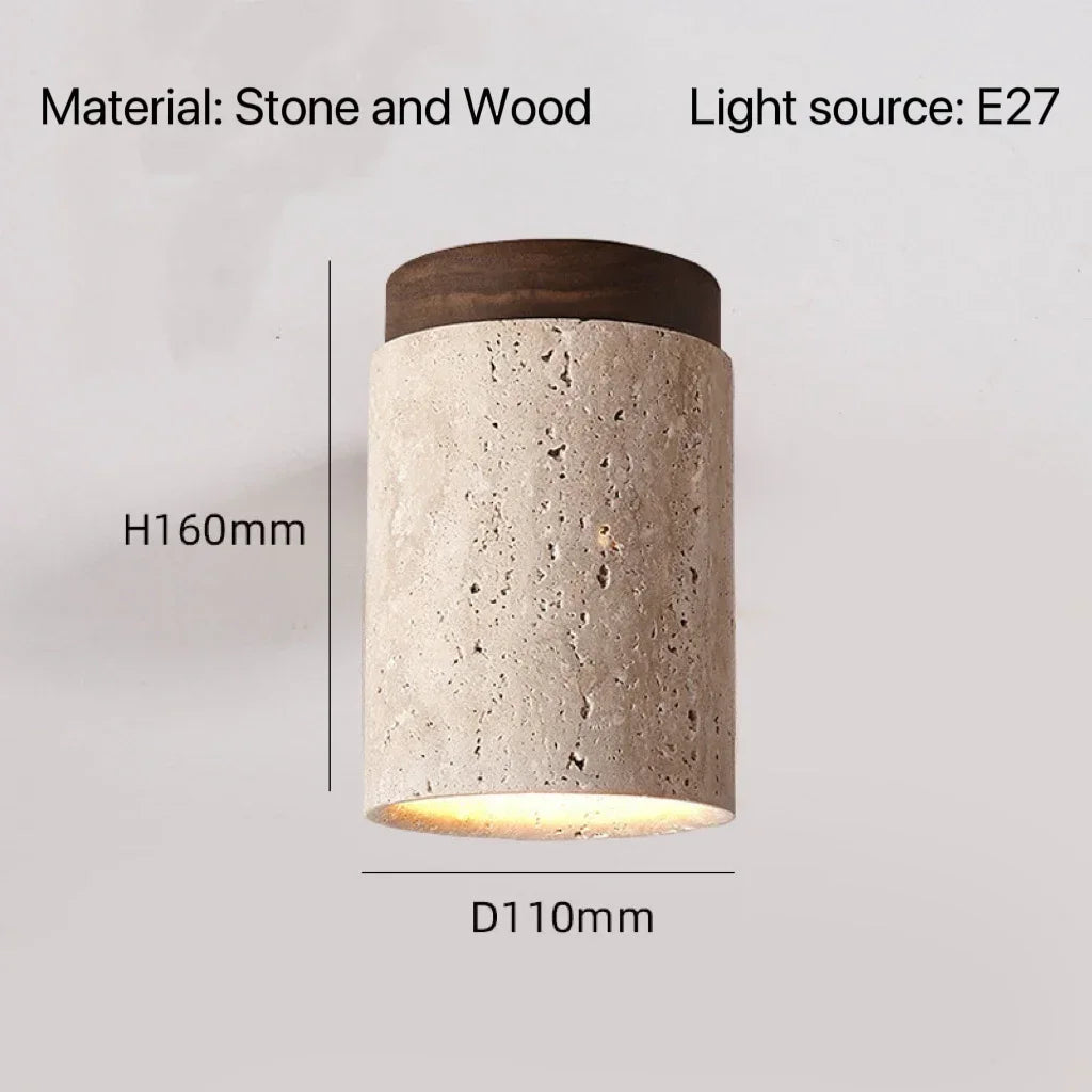 Modern Travertine Stone Flush Mount Ceiling Light for Hallways and Foyers