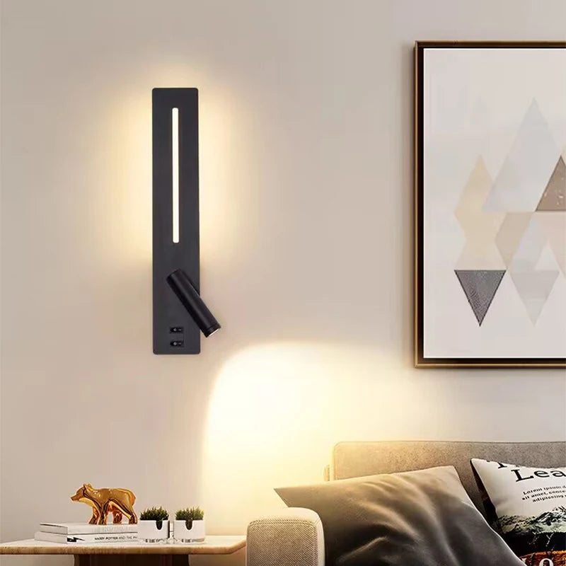 Modern LED Wall Reading Lamp with USB Charging Port for Bedrooms