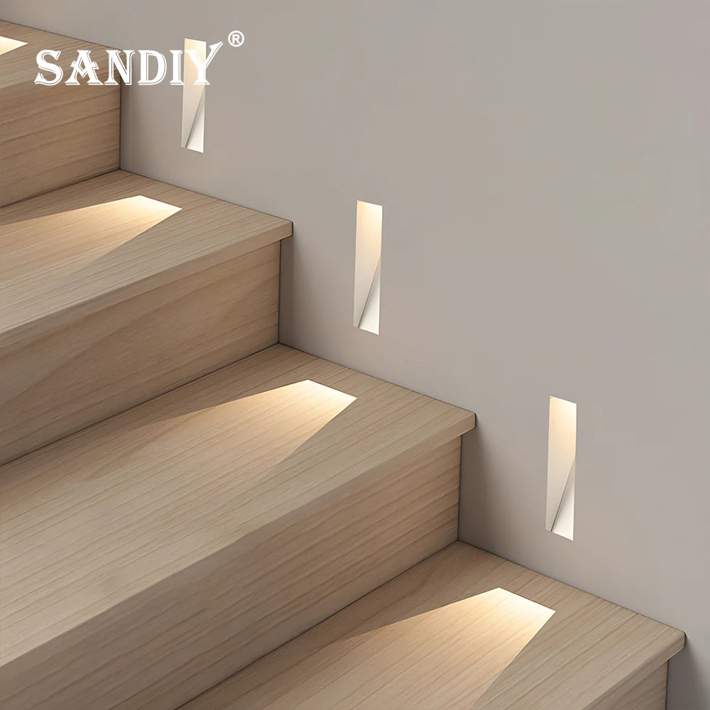 Motion Sensor Recessed Wall Light for Modern Staircases and Hallways