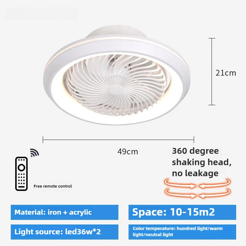 Modern Enclosed Ceiling Fan Light with Rotating Head for Living and Dining Rooms