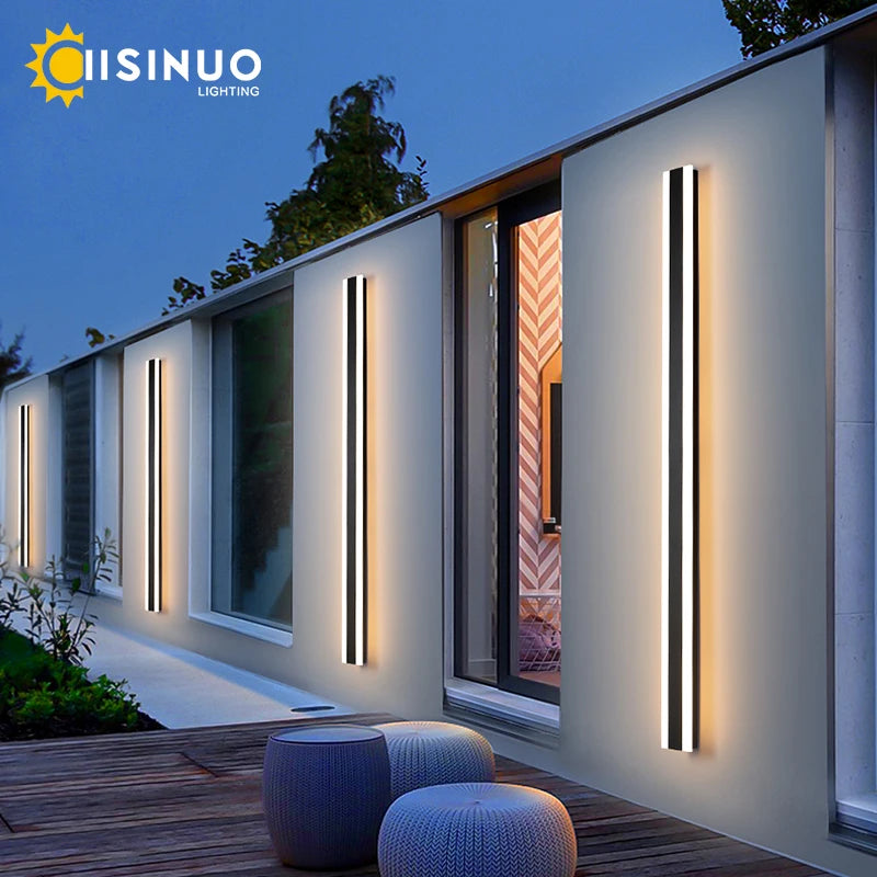 Modern Linear Outdoor LED Wall Sconce for Garden and Porch Lighting