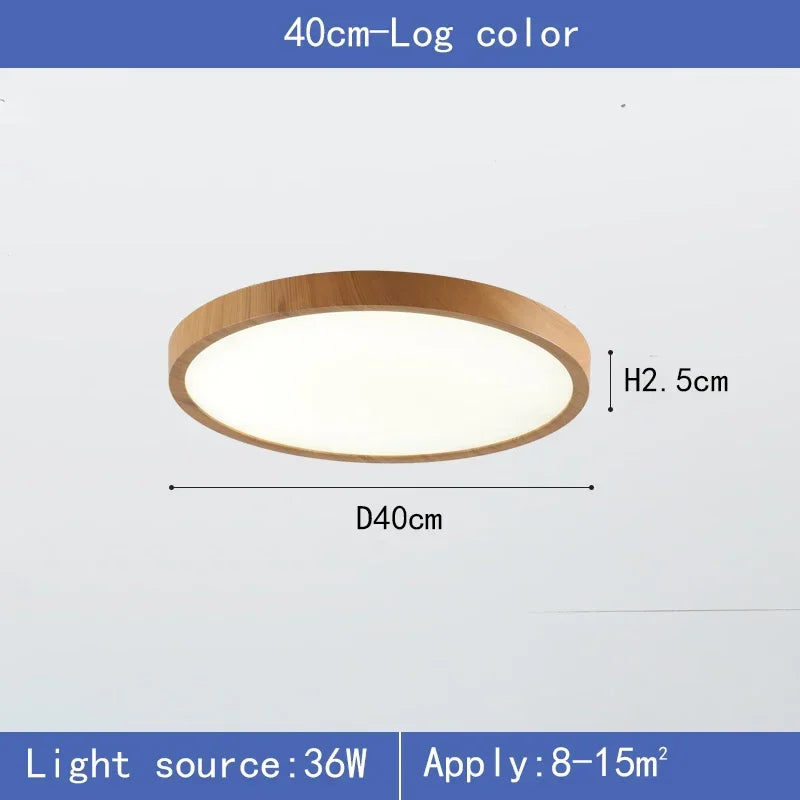 Modern Circular Wood Grain LED Ceiling Light for Living and Dining Rooms
