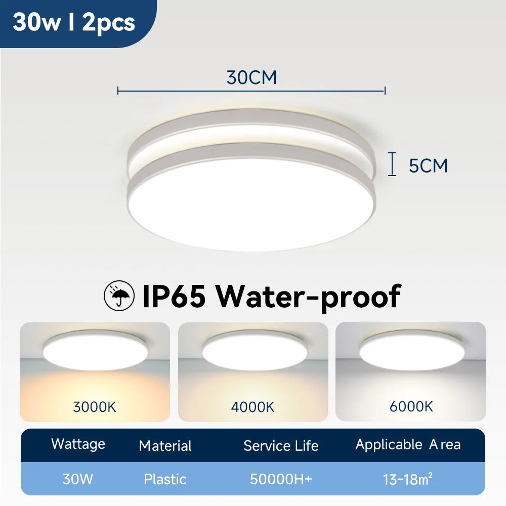 Modern Waterproof LED Ceiling Light for Bathrooms and Kitchens