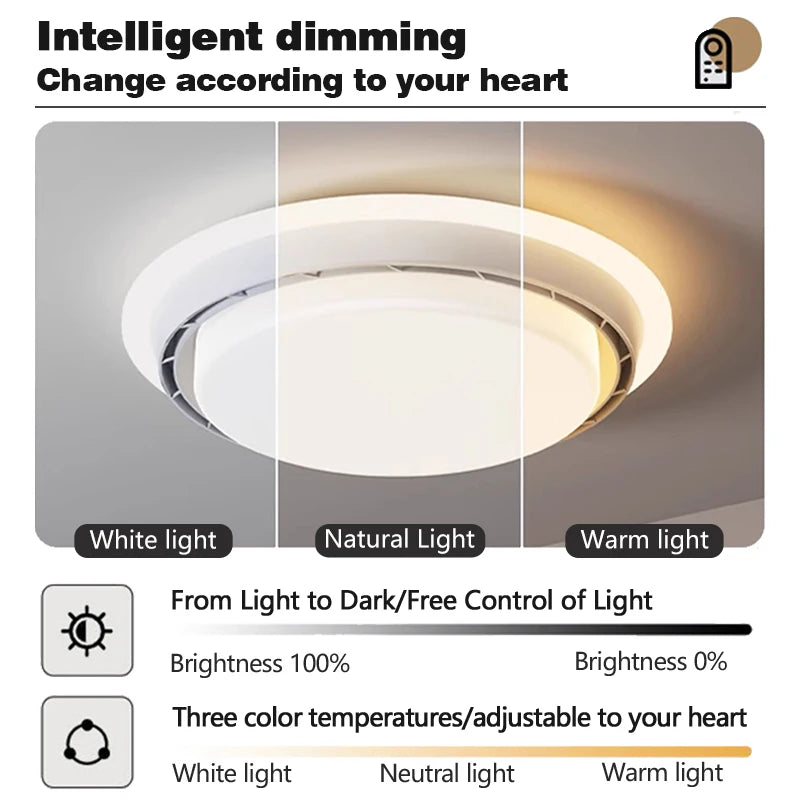 Modern Walnut Bladeless Ceiling Fan Light with Remote and App Control