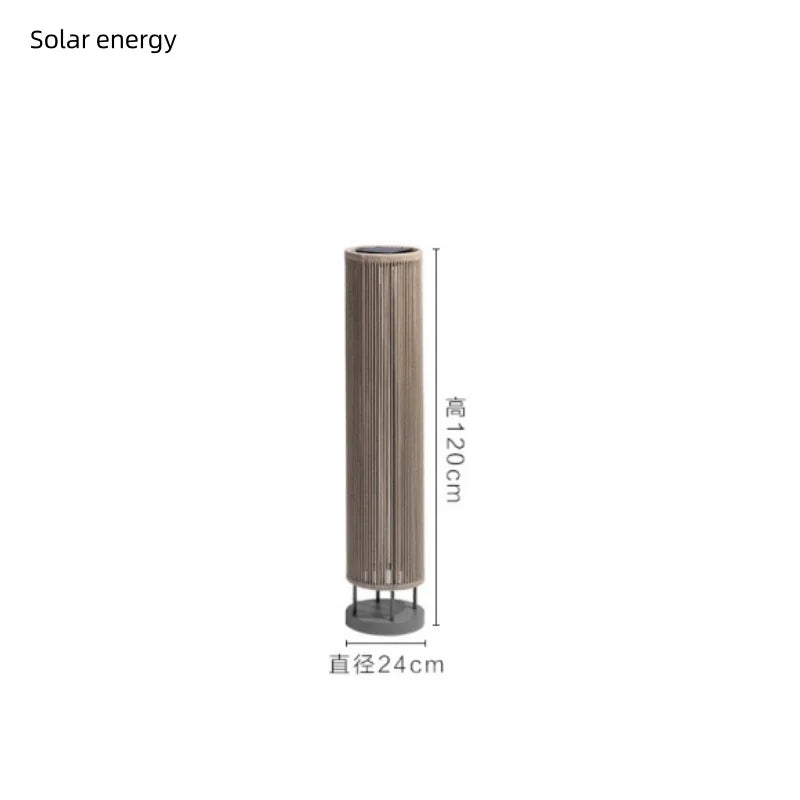 Nordic Rattan Solar Standing Lamp for Garden Balcony and Courtyard Decor