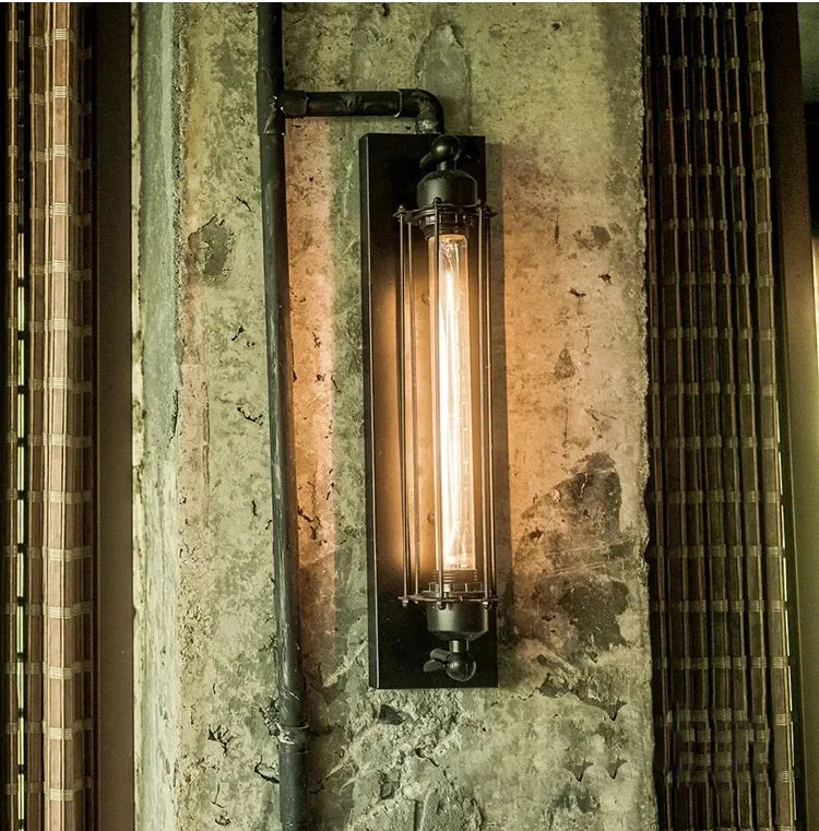Rustic Industrial Iron Wall Sconce for Restaurants and Lofts