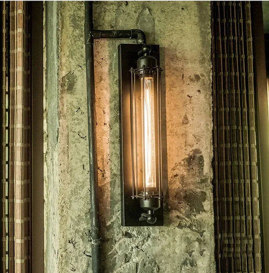 Rustic Industrial Iron Wall Sconce for Restaurants and Lofts
