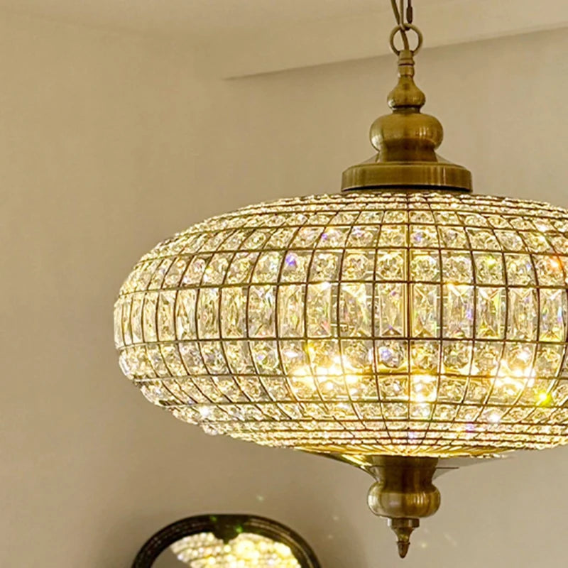 Vintage Copper Crystal Pendant Light for Luxury Dining Rooms and Hotels