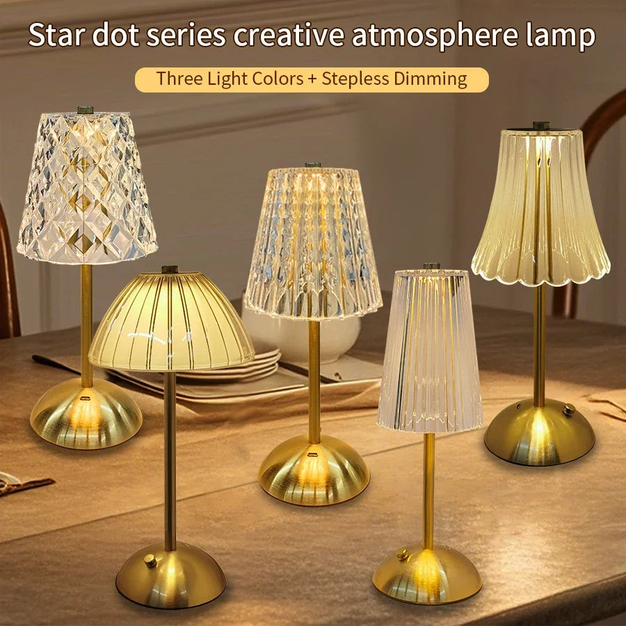 Crystal LED Table Lamp with Touch Sensor for Hotels and Bedside Decor