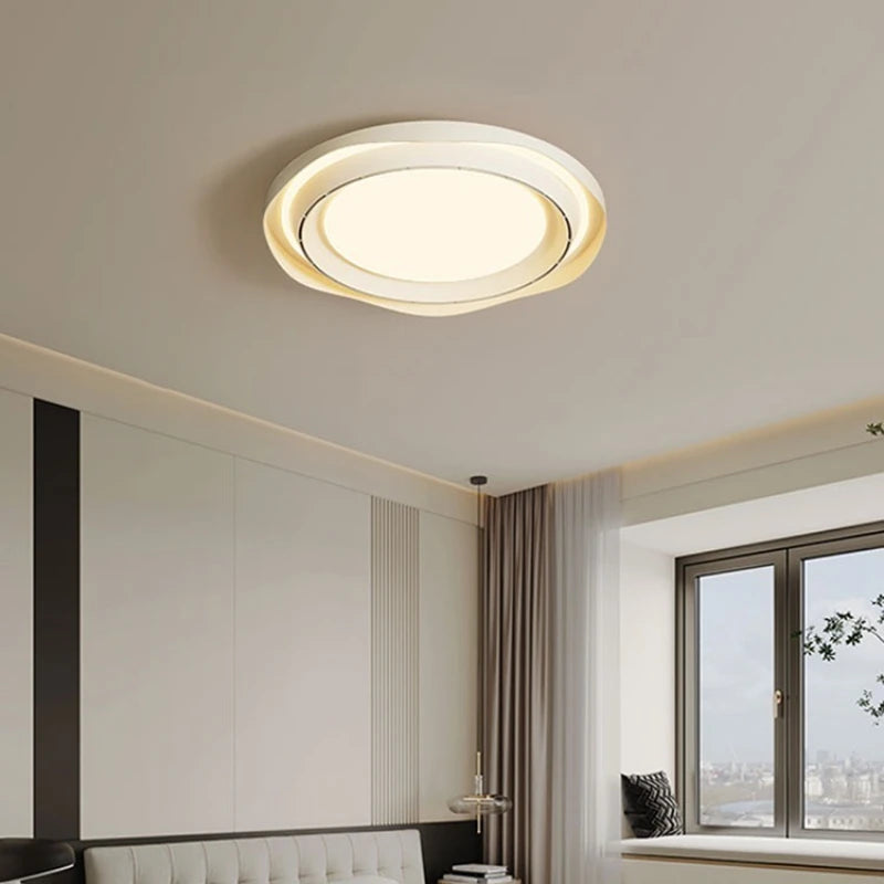 Modern Bladeless Ceiling Fan Light with Walnut Finish for Silent Cooling