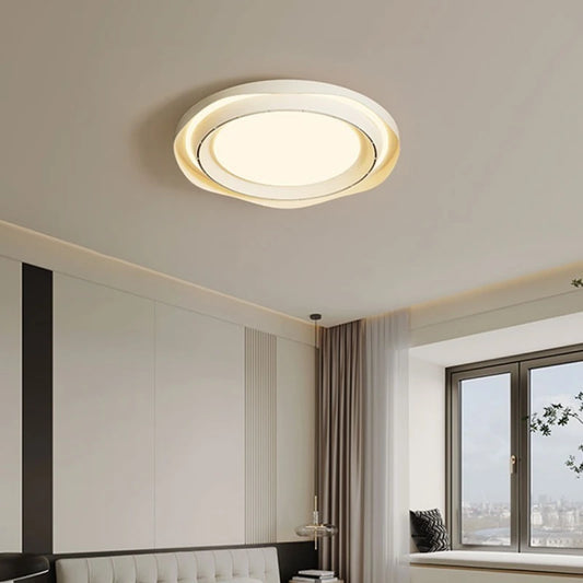 Modern Bladeless Ceiling Fan Light with Walnut Finish for Silent Cooling