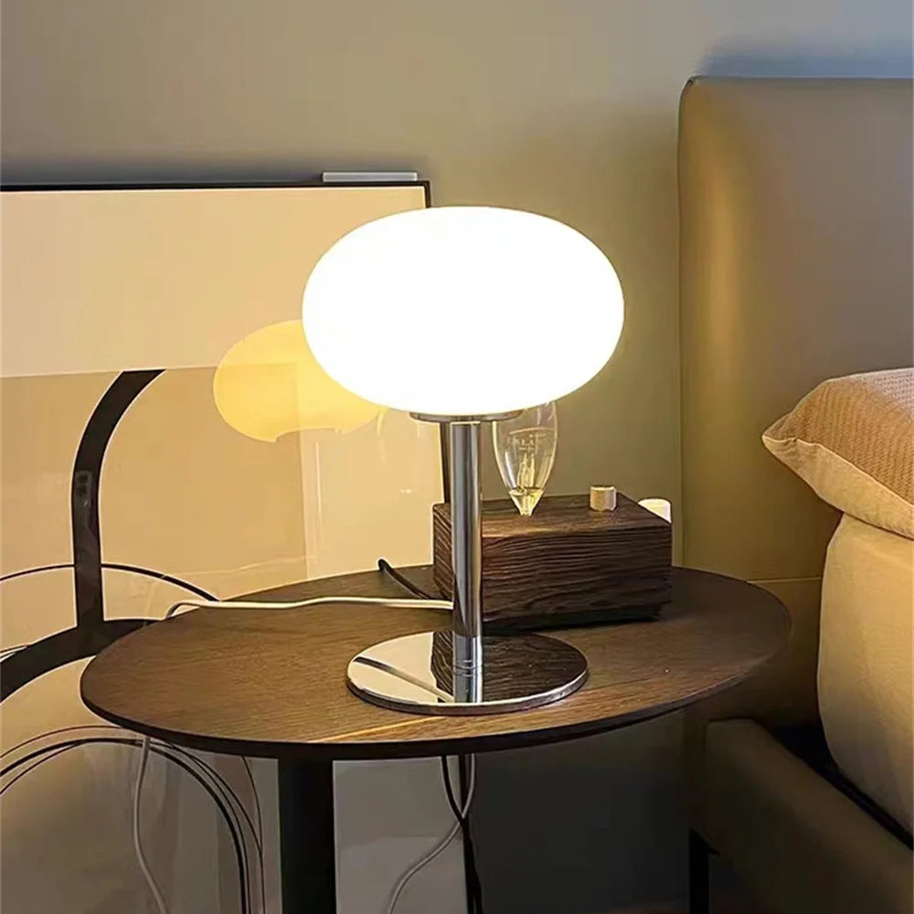 Retro Cream Glass Table Lamp for Modern Living Rooms and Studies