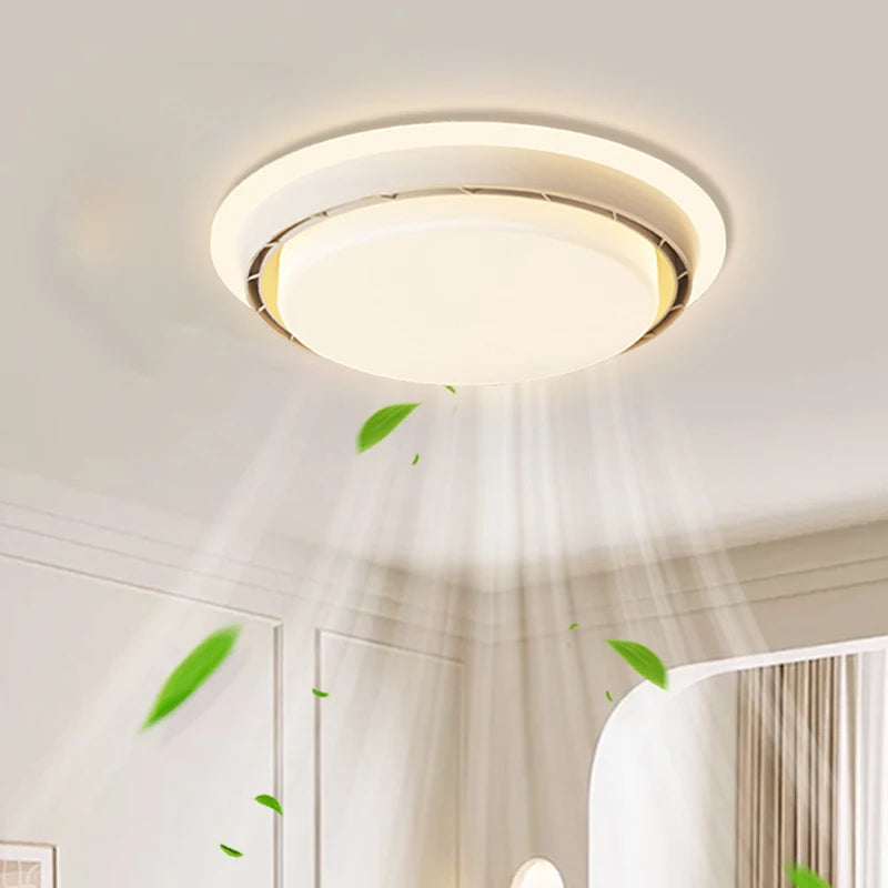 Modern Walnut Bladeless Ceiling Fan Light with Remote and App Control
