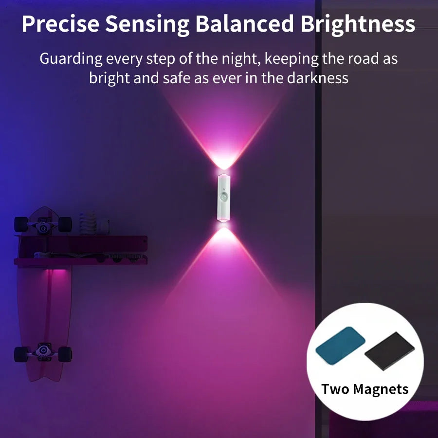 Rechargeable Motion Sensor Wall Light with Sunset Gradient Effect for Bedroom Interiors