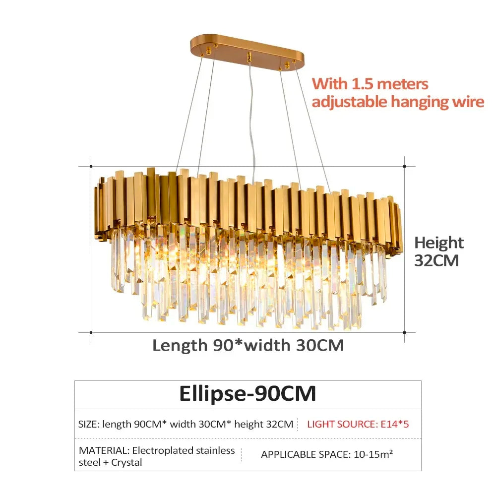 Modern Gold and Black Crystal Chandelier for Luxury Hotel and Living Room