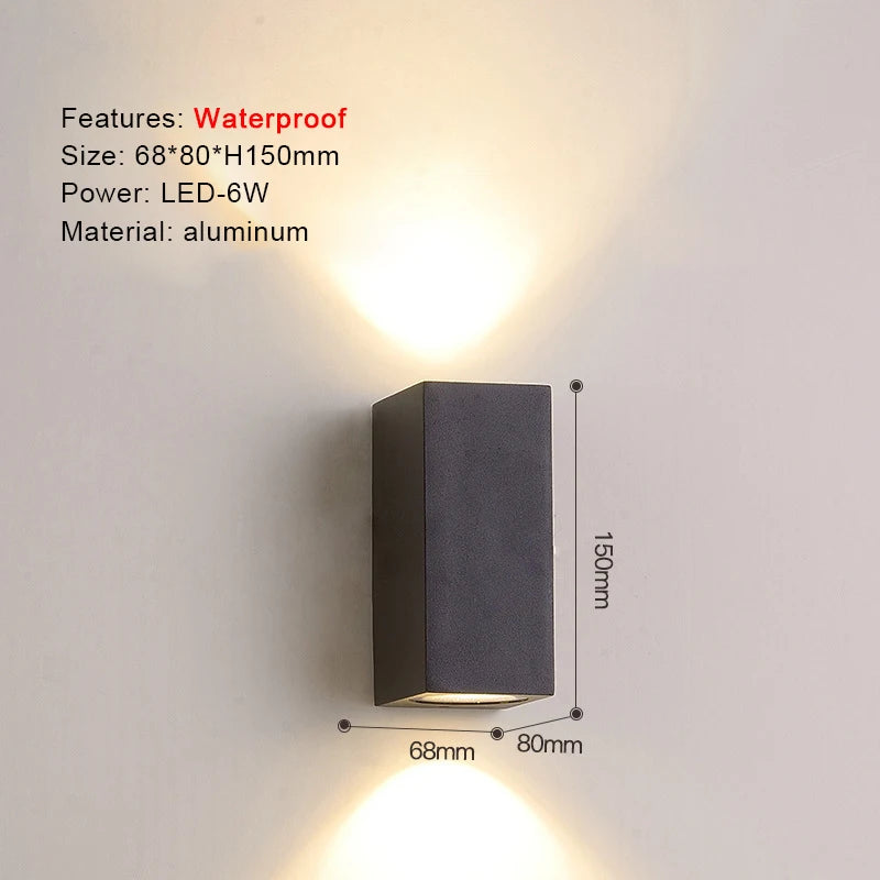 Modern Aluminum Waterproof LED Wall Sconce for Outdoor Patios and Gardens