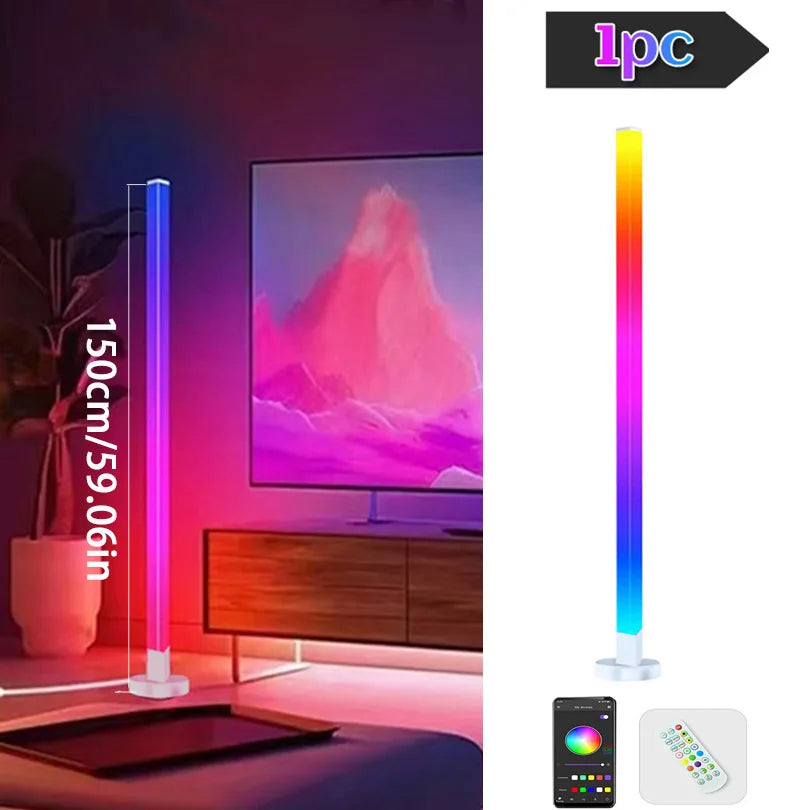Modern LED Corner Floor Lamp with RGB App Control for Living Spaces