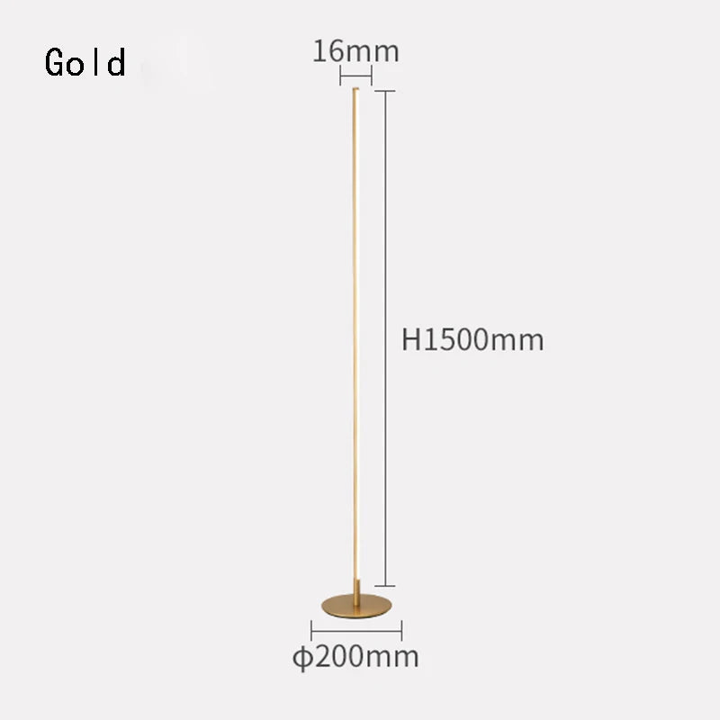 Modern Minimalist LED Floor Lamp in Gold for Living Rooms and Offices