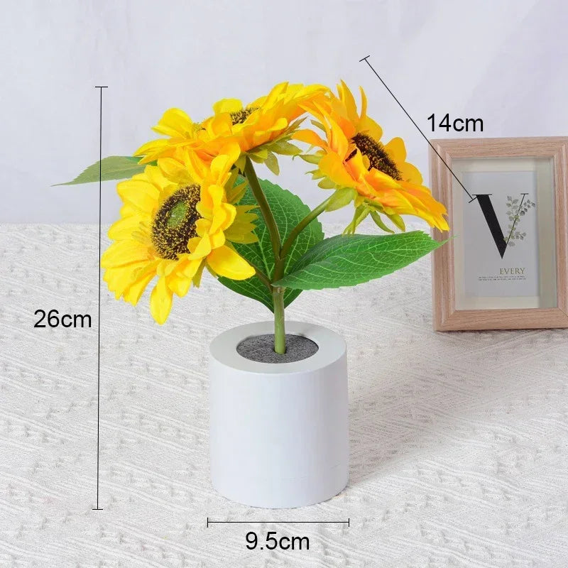 Rechargeable Sunflower LED Table Lamp for Modern Bedroom and Desktop Decor