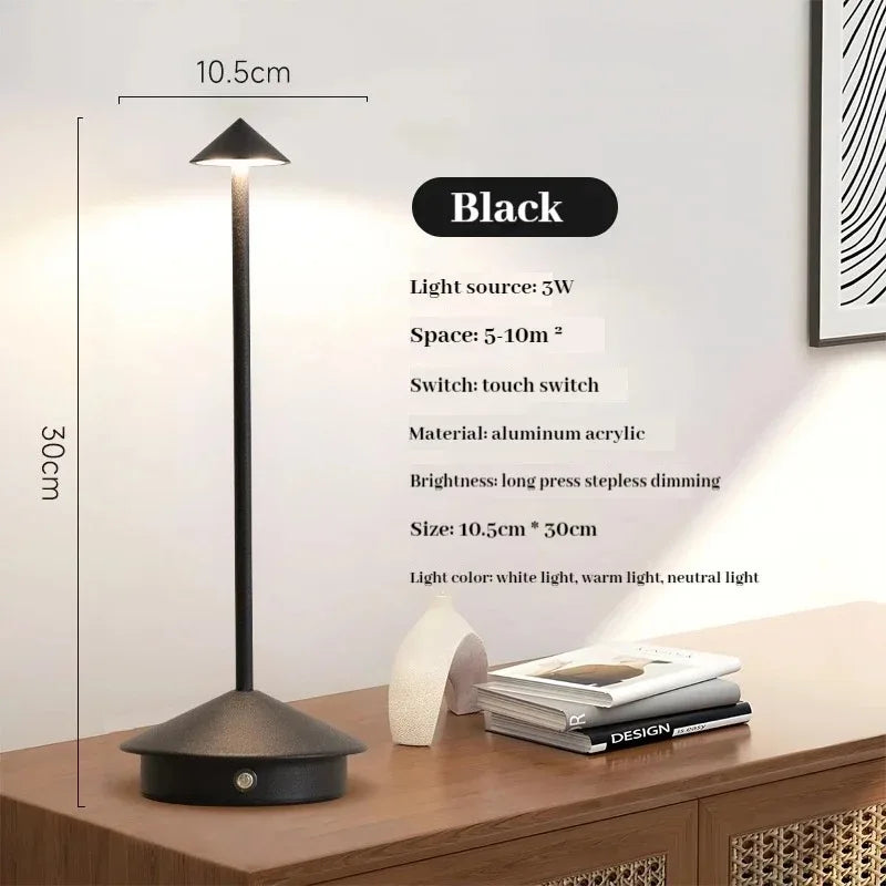 Rechargeable Touch LED Table Lamp for Modern Restaurants and Hotels