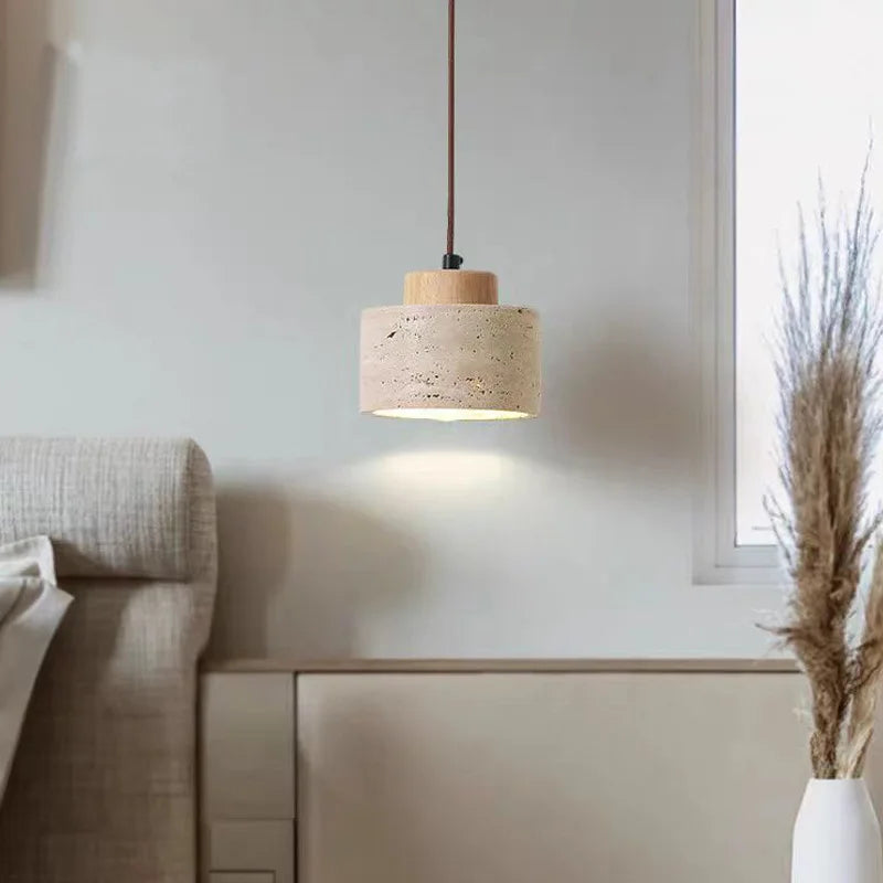 Modern Travertine Stone Pendant Light for Kitchen Islands and Dining Rooms