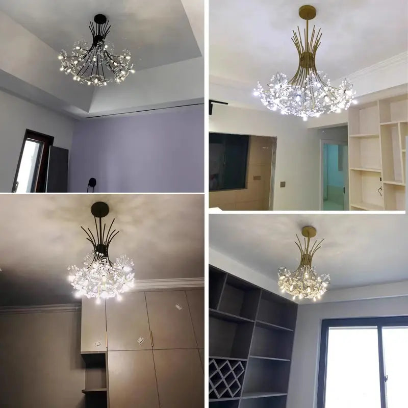 Modern Black Crystal LED Chandelier for Living Rooms and Dining Spaces