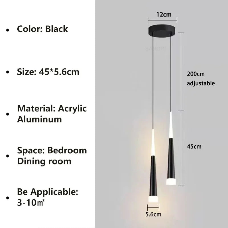 Nordic Minimalist LED Pendant Light for Modern Dining Rooms and Bedside Spaces