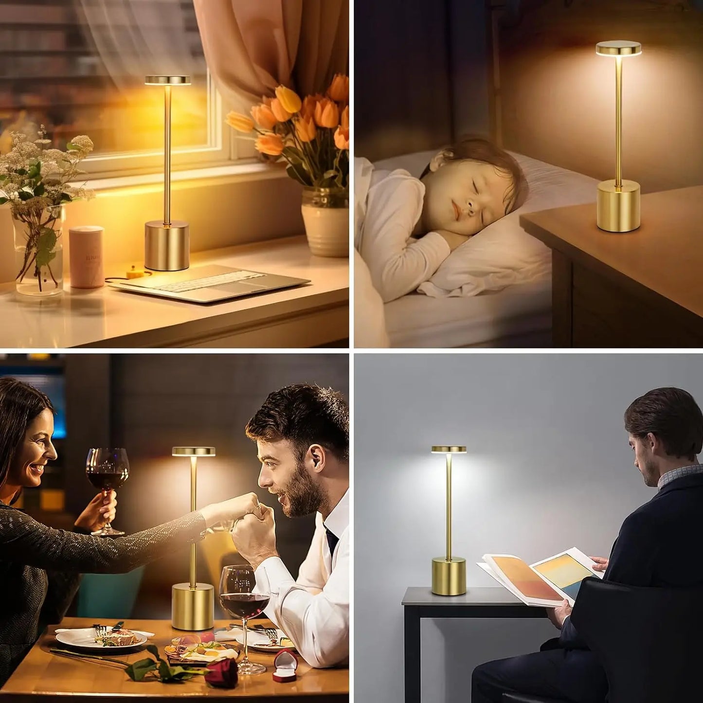 Rechargeable Metal Touch Table Lamp for Modern Cafe and Home Ambience