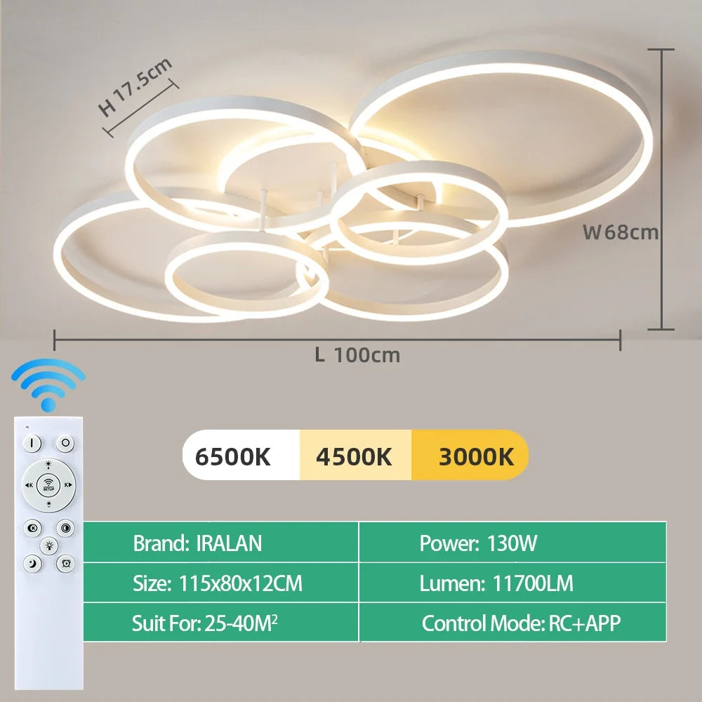 Modern Dimmable LED Ceiling Chandelier for Living Rooms and Bedrooms
