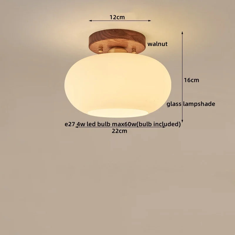 Modern Walnut and Copper LED Ceiling Light for Hallways and Living Rooms