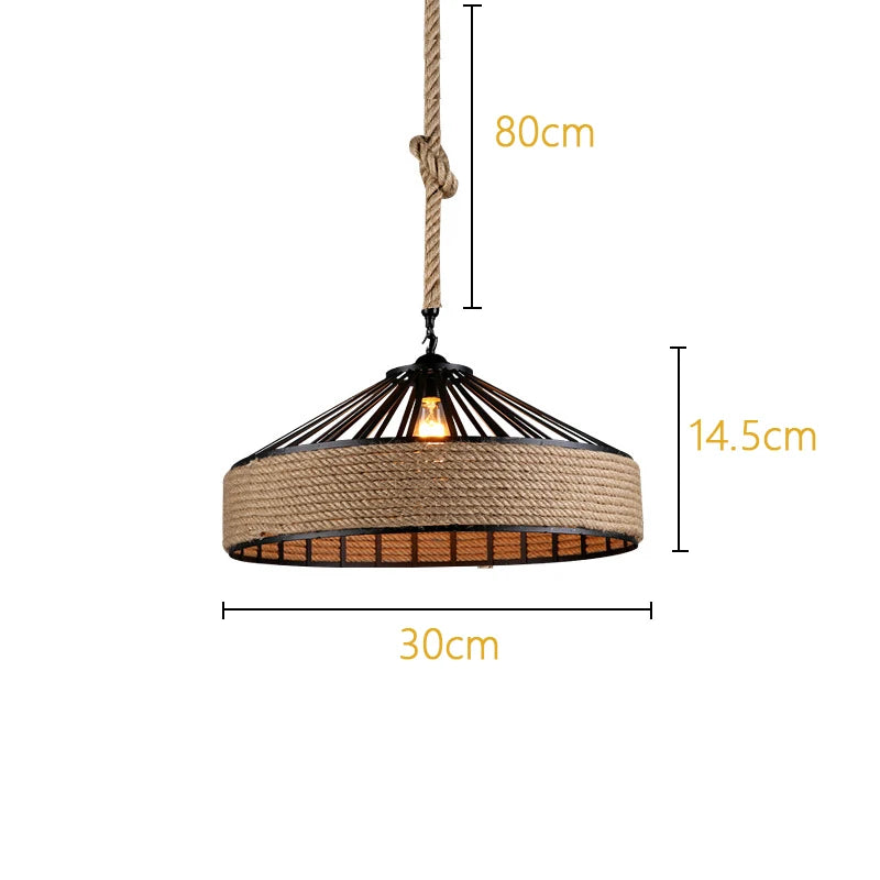 Rustic Hemp Rope Pendant Light for Industrial Dining Rooms and Cafes