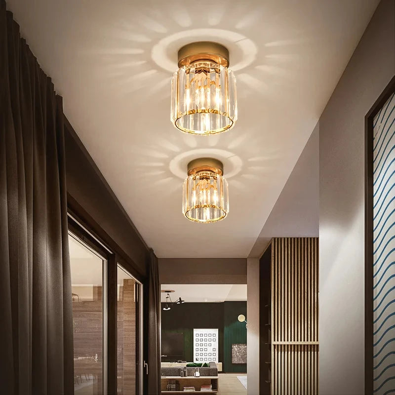Modern Crystal Flush Mount Ceiling Light for Hallways and Foyer Entrances