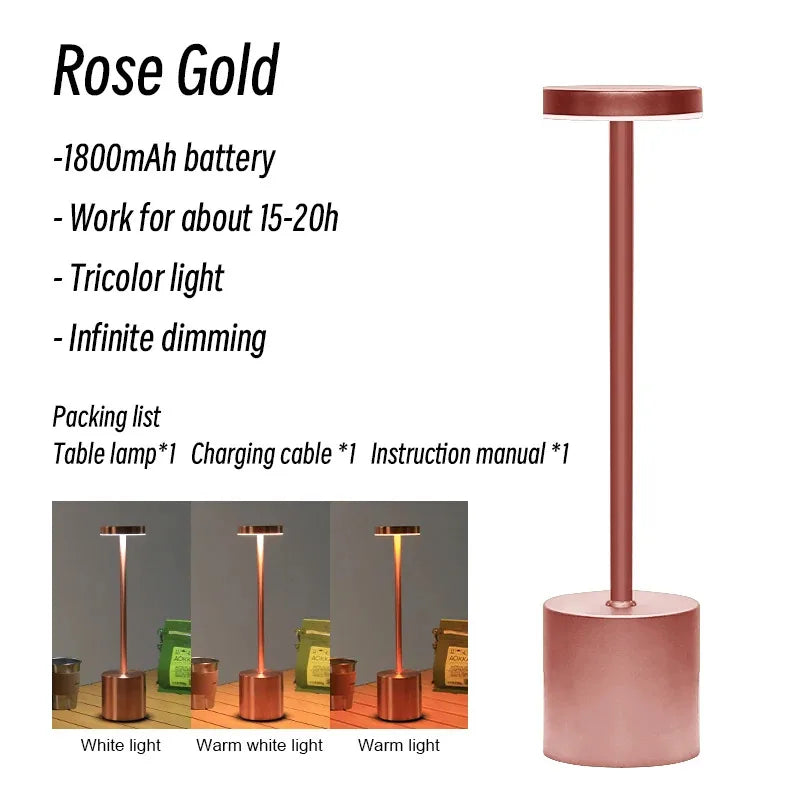 Wireless Rechargeable LED Table Lamp for Modern Restaurants and Hotels