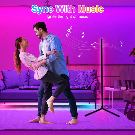 Smart RGB Corner Floor Lamp for Modern Living Room and Gaming Setup